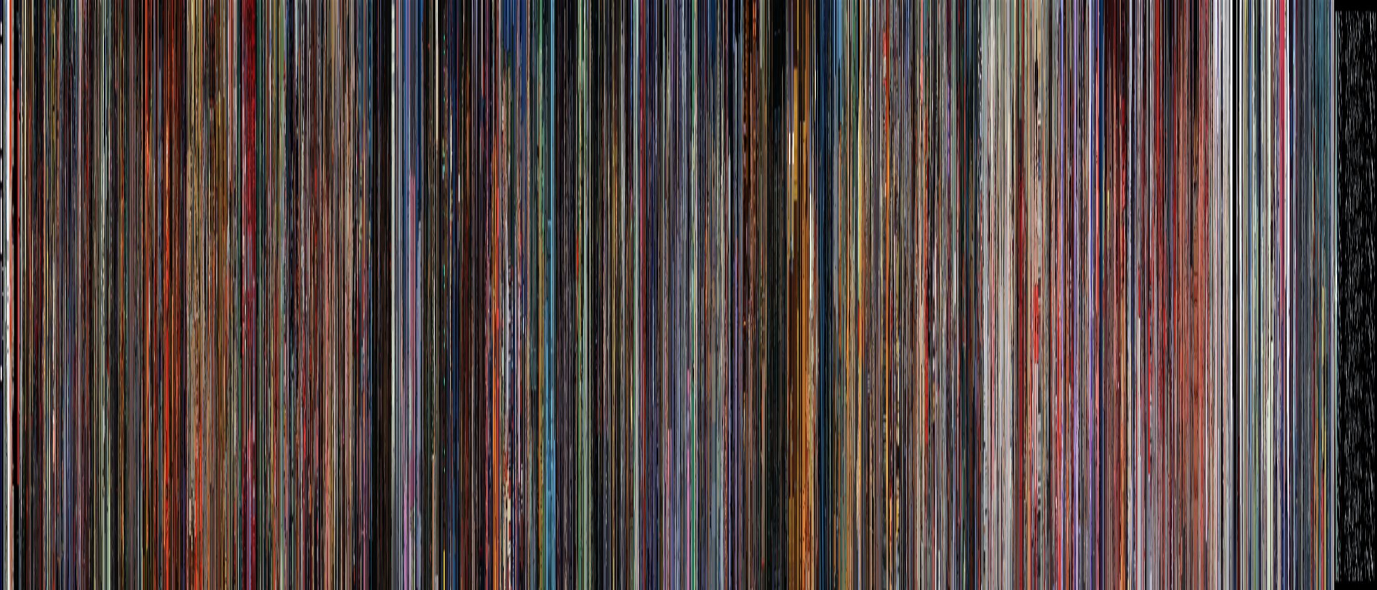 kira barcode, generated with no smoothing at 7467 x 3200 and scaled down to 2000.