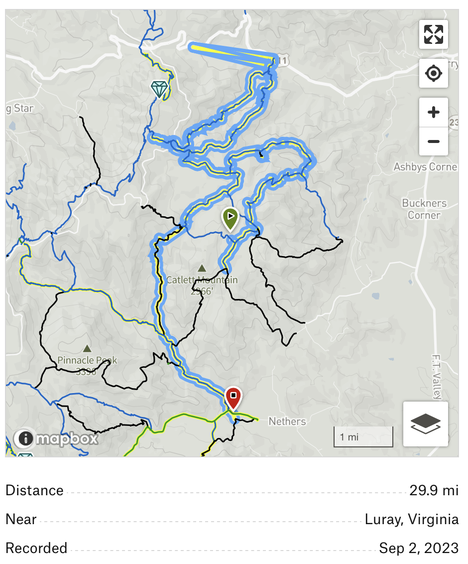 Screenshot showing map of recorded GPS data.